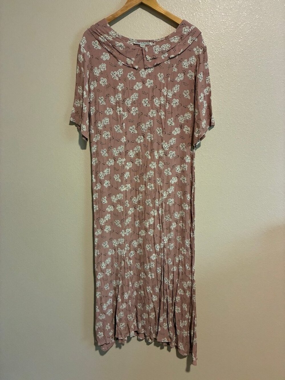 Vintage Smith & Hawken Women's Pink Floral Dress with Tie Size Medium